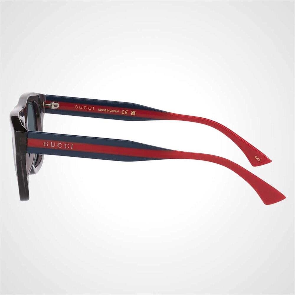 New GUCCI Sunglasses Mens 52mm Grey Square Rectangle Aviator Red Blue Web Arm - Picture 3 of 6